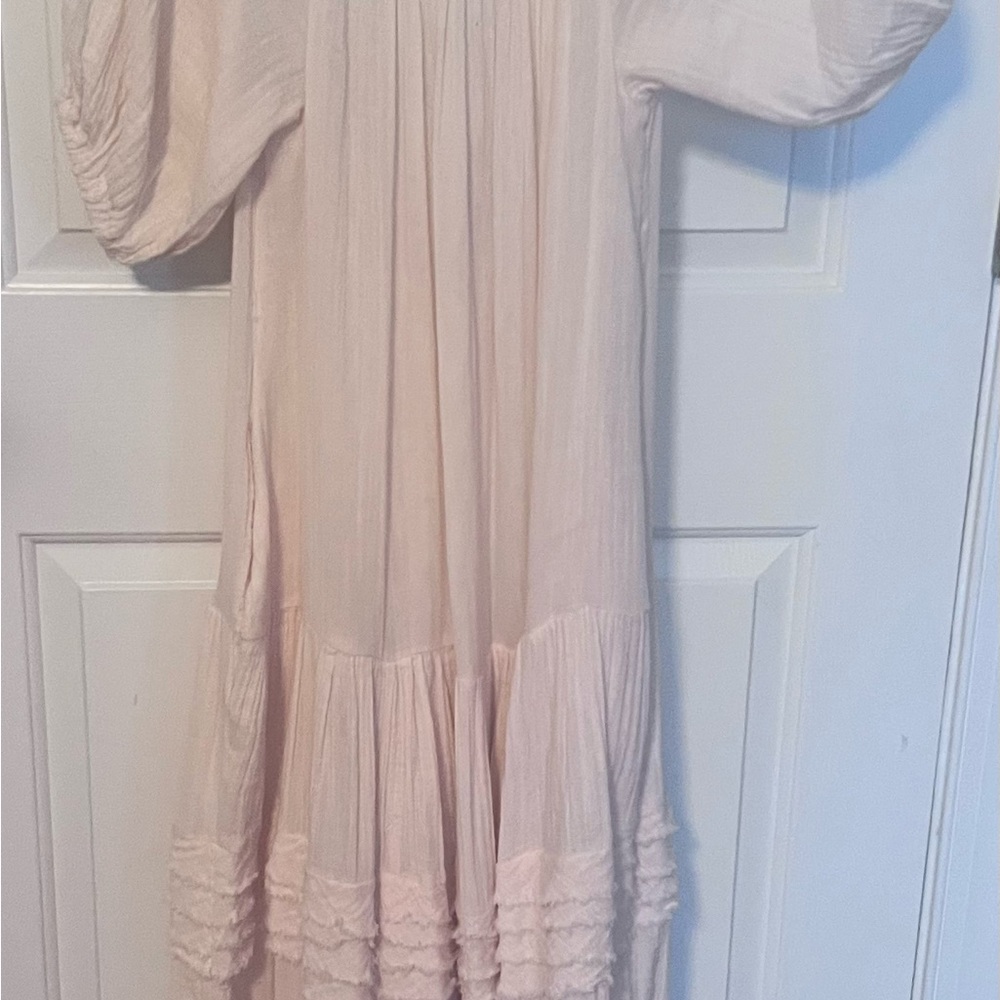 Free People Elegant Cream Sunday Stroll Oversized Embroided Maxi Dress - Picture 4 of 15